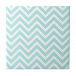 Stylish Teal Blue Chevron Pattern Tile