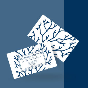 Stylish Teal Blue Coral Pattern - Ocean Theme Business Card