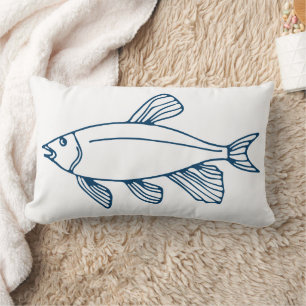 Stylish Teal Blue Fish - Nautical / Ocean Theme Lumbar Pillow