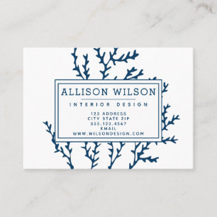 Stylish Teal Blue Seaweed Pattern - Ocean Theme Business Card