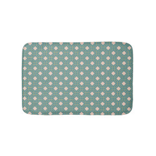 Stylish Teal Blush Mid Century Modern Pattern Bath Mat