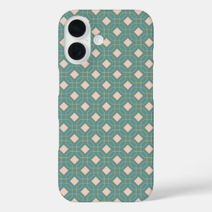 Stylish Teal Blush Mid Century Modern Pattern  iPhone 16 Case