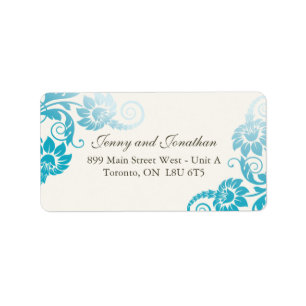 Stylish Teal Floral Address Labels