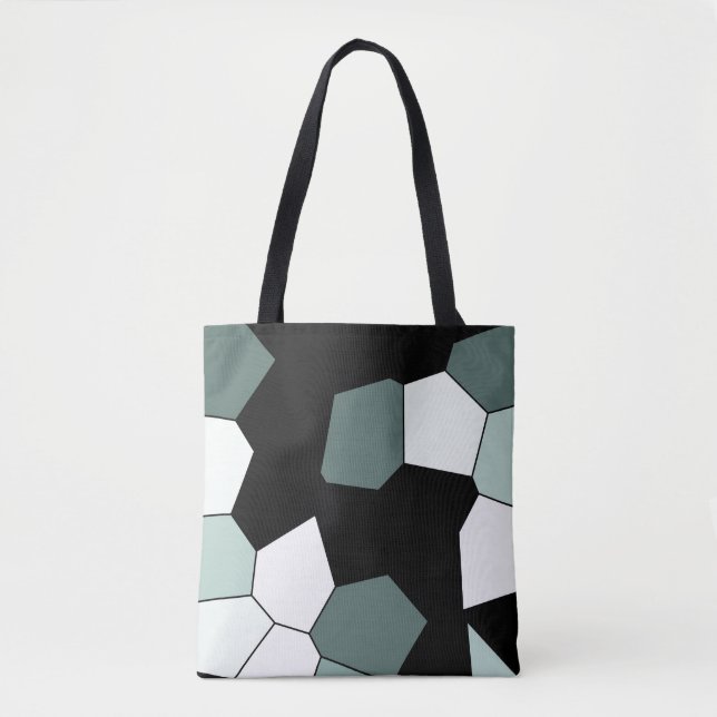 Stylish Teal Green Black White Pattern Tote Bag (Front)
