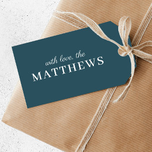 Stylish Teal   Modern Minimal Trendy Blue Name Gift Tags
