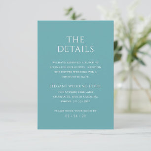 Stylish Teal Modern Wedding Enclosure Card