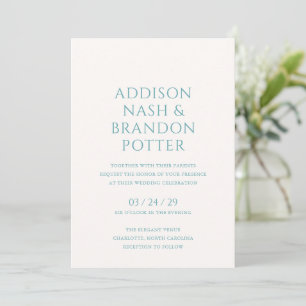 Stylish Teal Modern Wedding Invitation