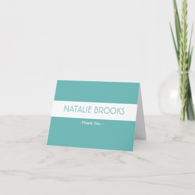 Stylish Teal Thank You Card (Front)