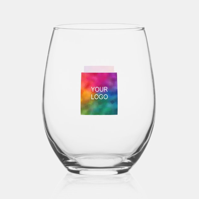 Stylish Template Business Logo Best Personalized Stemless Wine Glass (Front)