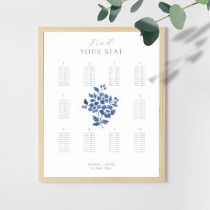 Stylish Ten Table Wedding Poster Seating Chart