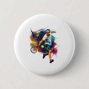 Stylish Tennis Save – Athlete In Action Design Sti 2 Inch Round Button