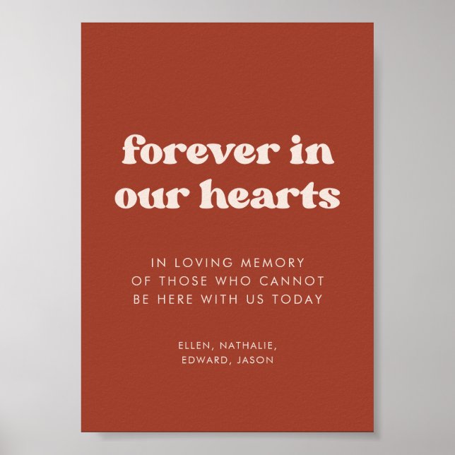 Stylish Terracotta Forever in our hearts sign (Front)