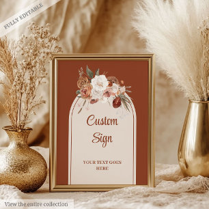 Stylish Terracotta Pampas Sage Boho Arch Custom Poster