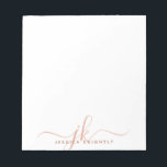Stylish Terracotta Script Monogram Initials Notepad<br><div class="desc">Personalized modern notepad with stylish, fancy calligraphy script typography initials or monogram and name in your choice of colours (shown in shades of terracotta). CHANGES: The text font style, colour, size and placement can be changed in EDIT to create your own unique, custom style. ASSISTANCE: For help with design modification...</div>