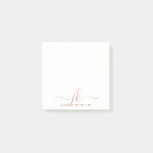 Stylish Terracotta Script Monogram Initials Post-it Notes