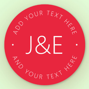 Stylish Text Template Red & White Classic Round Sticker