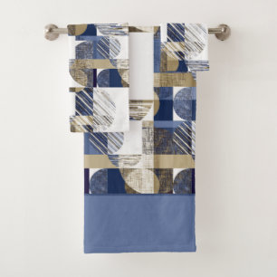 Stylish textured geometric  bath towel set