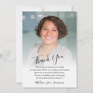 Stylish Thank You Funeral Photo Sympathy Grief Card
