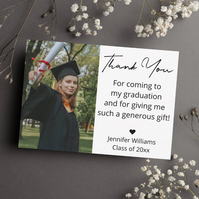 stylish thank you handwriting photo graduation  card (Creator Uploaded)