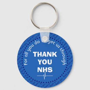 Stylish THANK YOU NHS Customizable Mid Blue Keychain