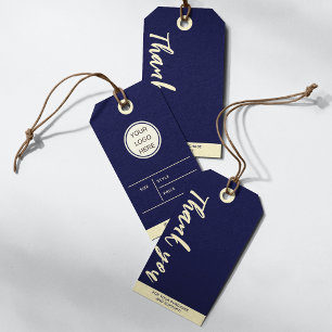 Stylish Thank You Typography Blue Business Logo  Gift Tags