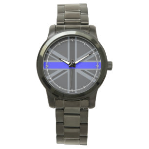 Stylish Thin Blue Line Union Jack Watch