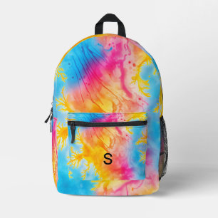 Stylish Tie and Dye Monogram Initials Printed Backpack