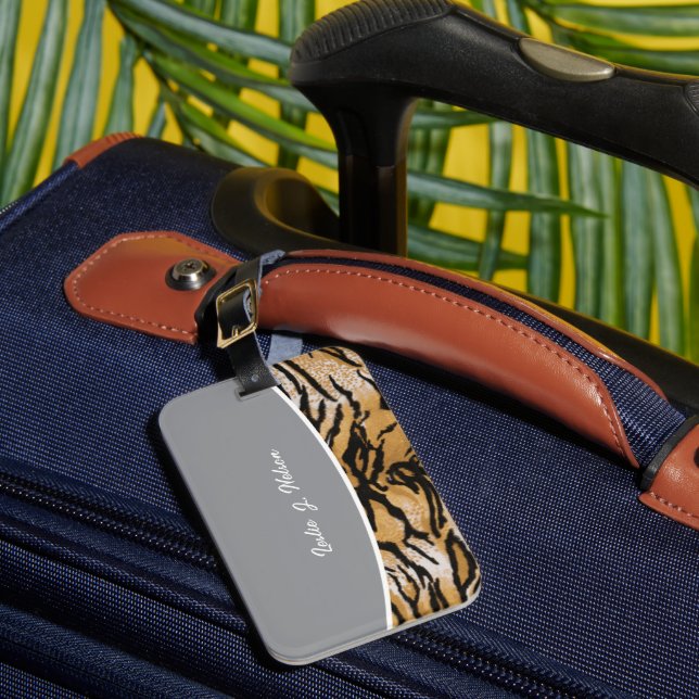 Stylish Tiger Print Cheetah Luggage Tag (Front Insitu 1)