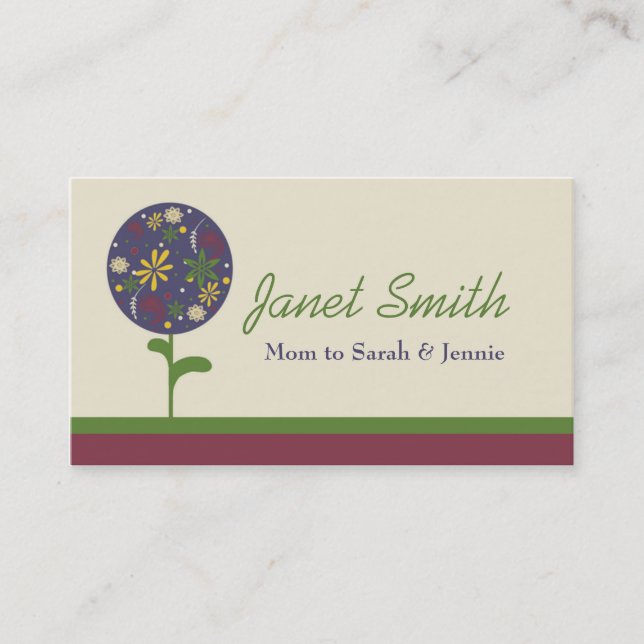 Stylish Topiary Flower Mommy Card (Front)