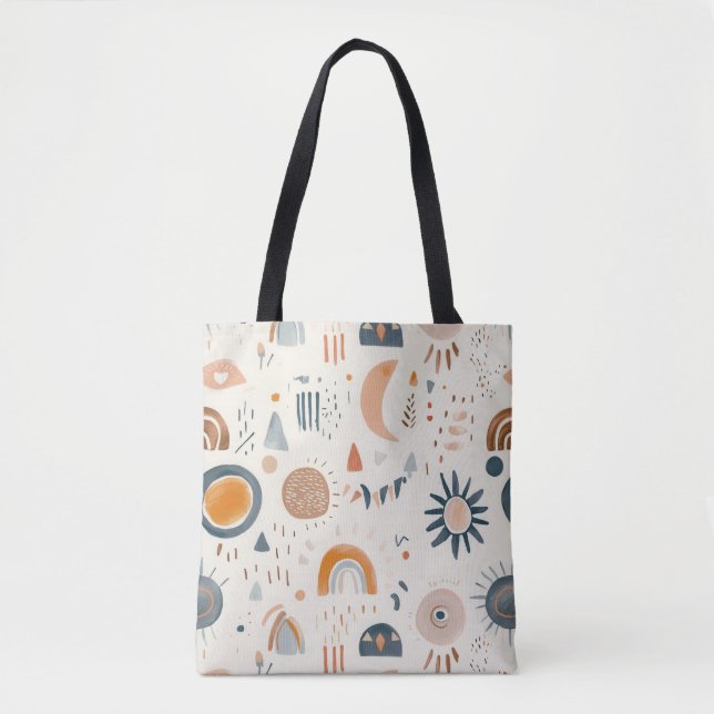 Stylish Tote Bag with Abstract Geometric Patterns (Front)