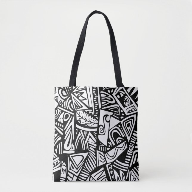 Stylish Tote Bag with Decorative Pattern - Unique (Front)