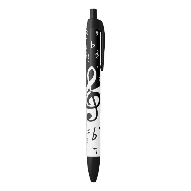 Stylish Treble Clef Wave Black and White Black Ink Pen (Bottom (Vertical))