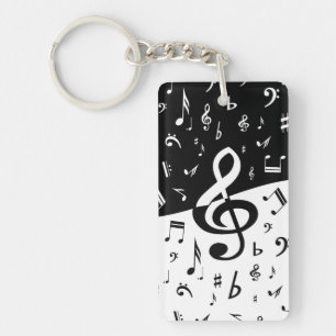 Stylish Treble Clef Wave Black and White Keychain
