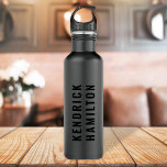 Stylish Trendy Black Out Modern Minimalist Simple  710 Ml Water Bottle<br><div class="desc">A striking black out design with a modern black block typography on an off-black charcoal grey background. The text can easily be customized for a design as unique as you are!</div>