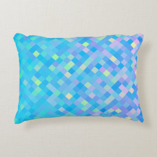 Stylish Trendy Blue Multicolored Mosaic Pattern Decorative Pillow