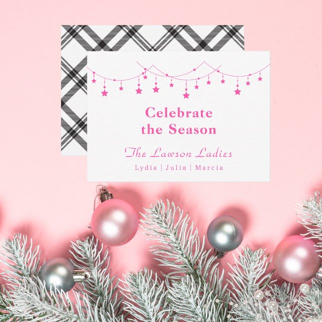 Stylish Trendy Boho Pink Christmas Star Card (Creator Uploaded)