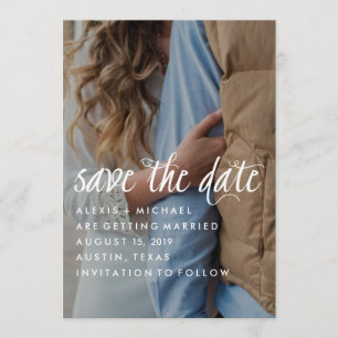 Stylish Trendy Calligraphy Save the Date Photo