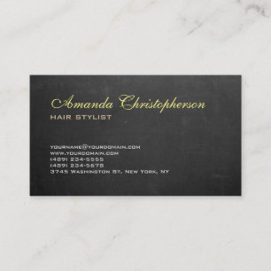 Stylish Trendy Chalkboard Grey Hair Stylist Unique Business Card