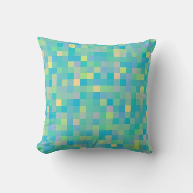 Stylish Trendy Cheerful Multicolor Mosaic Pattern Throw Pillow (Front)