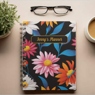 Stylish Trendy Colourful Flowers Feminine Girly  Planner