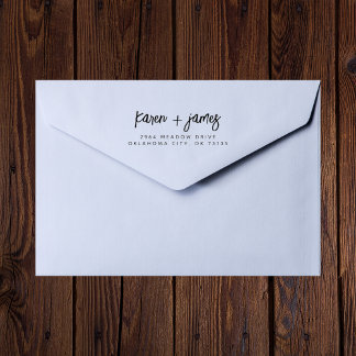 Stylish Trendy Couple Script Wedding Address Rubber Stamp