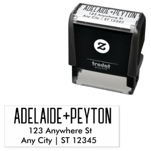 Stylish Trendy Couple   Script Wedding Address Self-inking Stamp