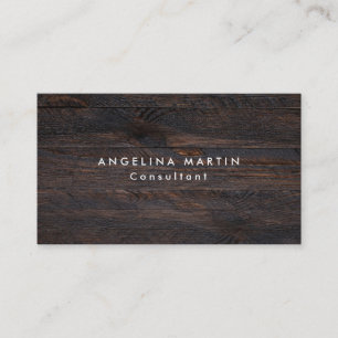 Stylish Trendy Dark Brown Wood Texture Modern Business Card
