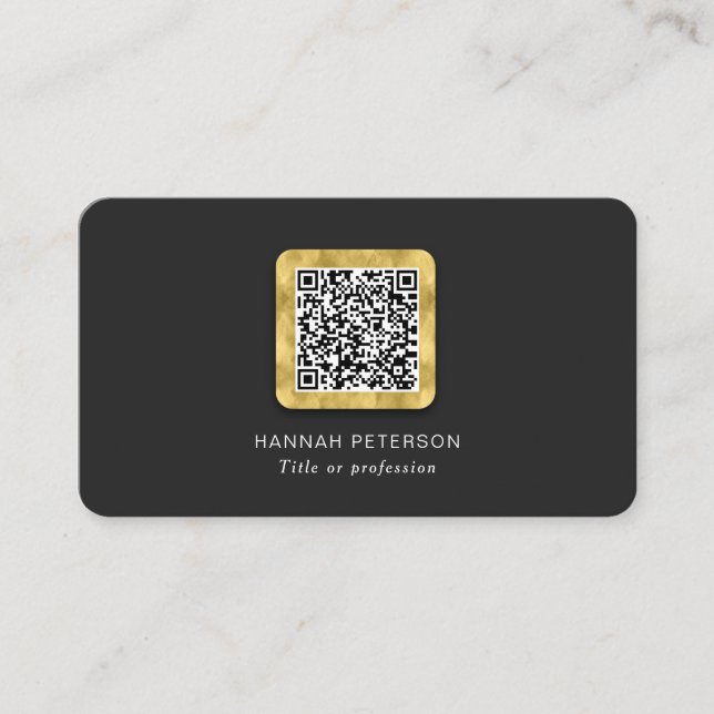 Stylish trendy gold networking modern QR code Business Card (Front)