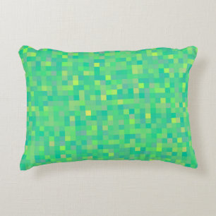 Stylish Trendy Green Multicolor Pixel Pattern Decorative Pillow