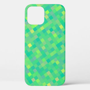Stylish Trendy Green/Yellow Pixel Mosaic Pattern iPhone 12 Case
