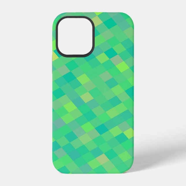 Stylish Trendy Green/Yellow Pixel Mosaic Pattern iPhone Case (Back)