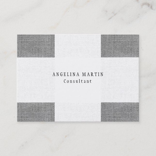 Stylish Trendy Grey Cross Pattern Plain Modern Business Card (Front)