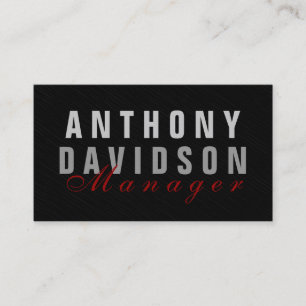 Stylish Trendy Grey Red Manager Business Card