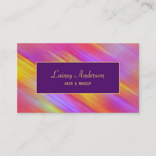 Stylish Trendy groovy neon pink yellow purple Business Card